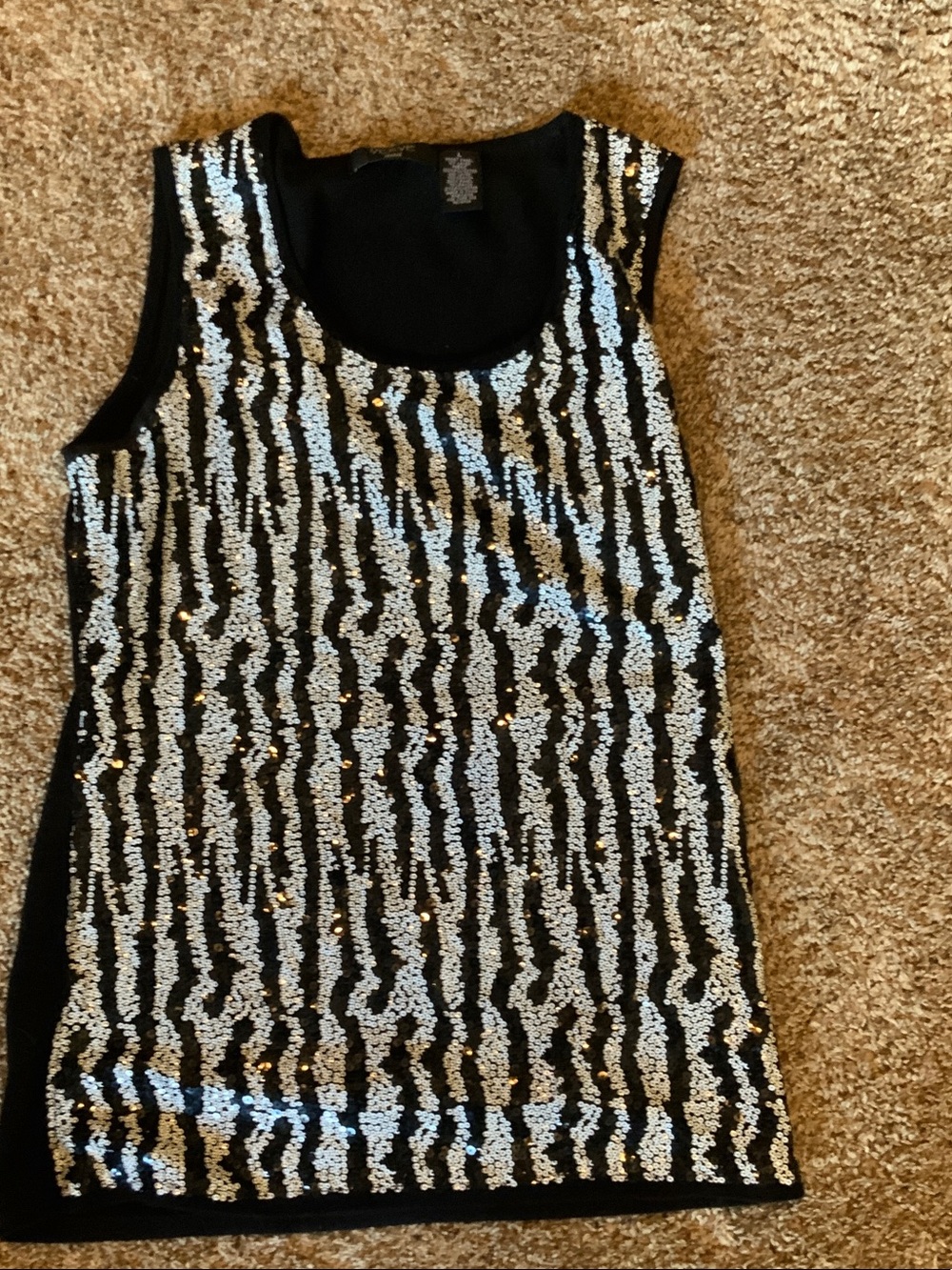 Glamorous, silver, and black dressy top